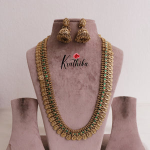 Premium Jadau Lakshmi Coin/Bottu Haaram LH1883 (Available in 4 Colours)