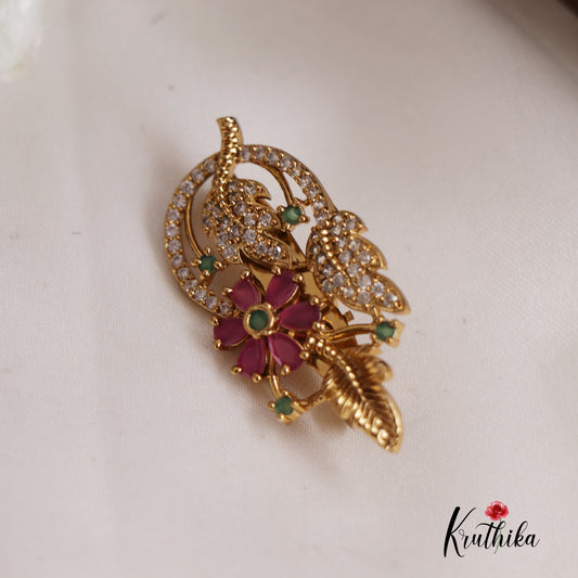 Gorgeous Kemp Floral and Leaf Saree Pin SP29