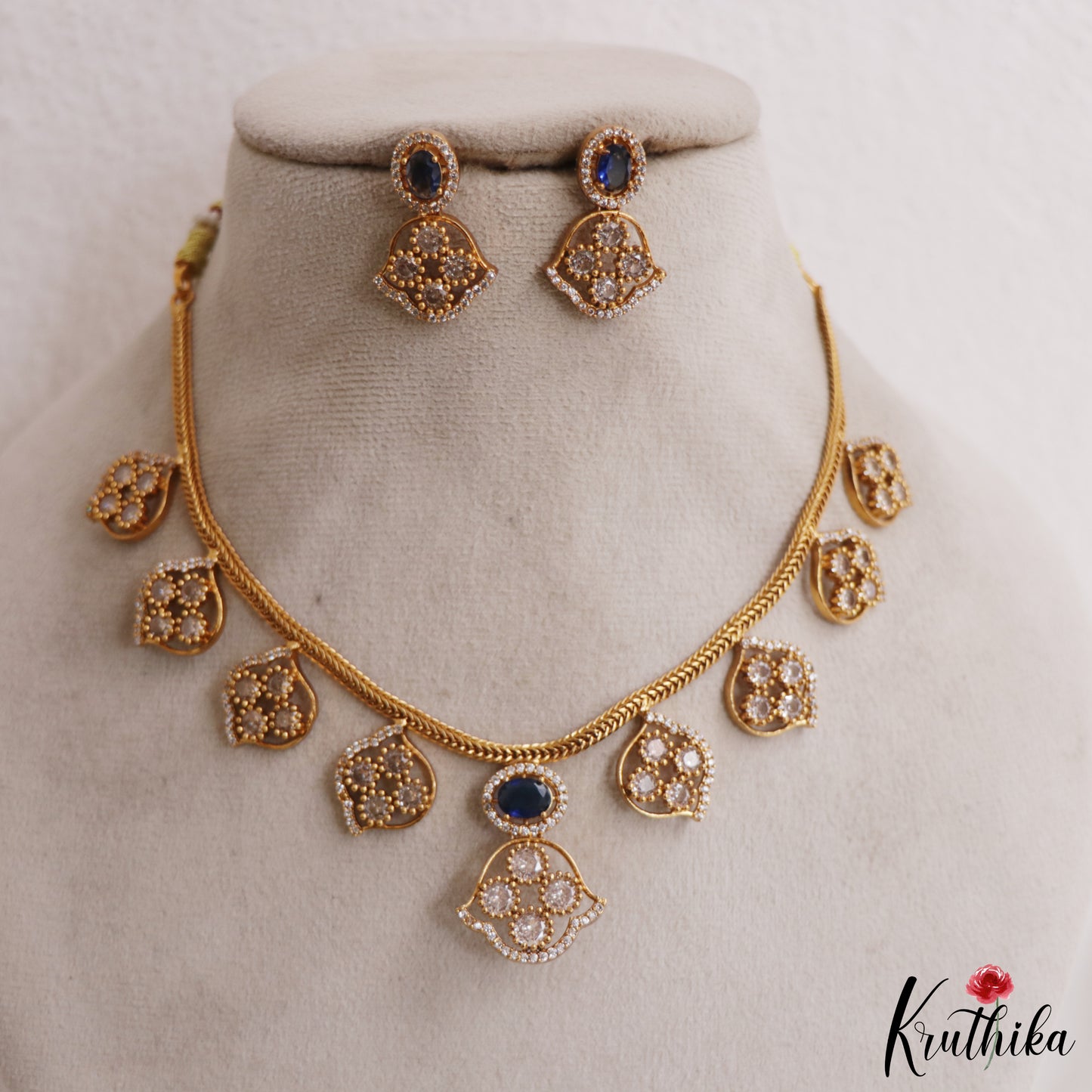 Sparkling Floral Motifs AD Victorian Necklace NC2965 (Available In 5 Colors)