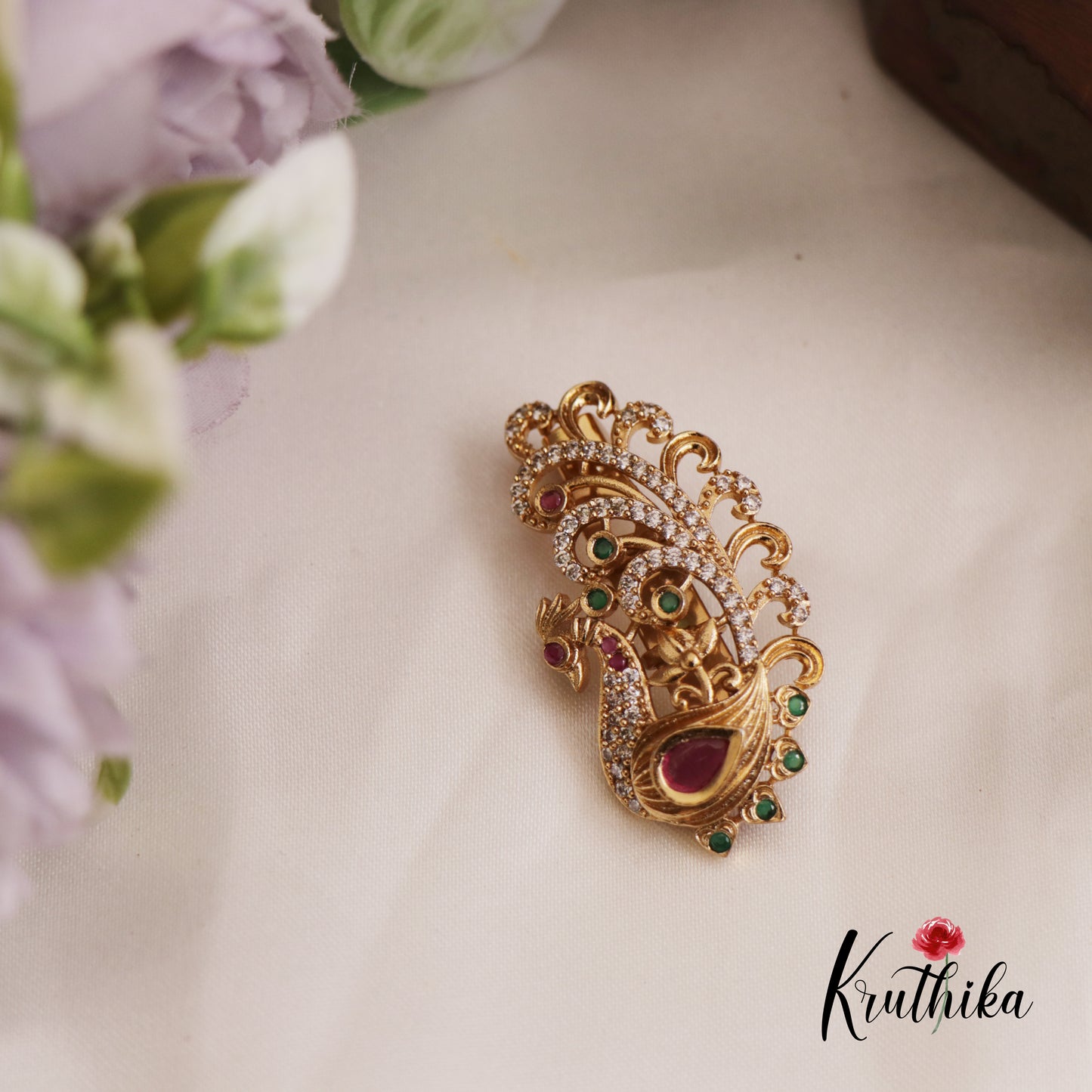 Elegant Peacock Motifs Saree Pin SP50