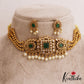 Elegant Floral Motifs AD Chocker With Triple Strand Bead Chains NC2809 (Available In 2 Colors)