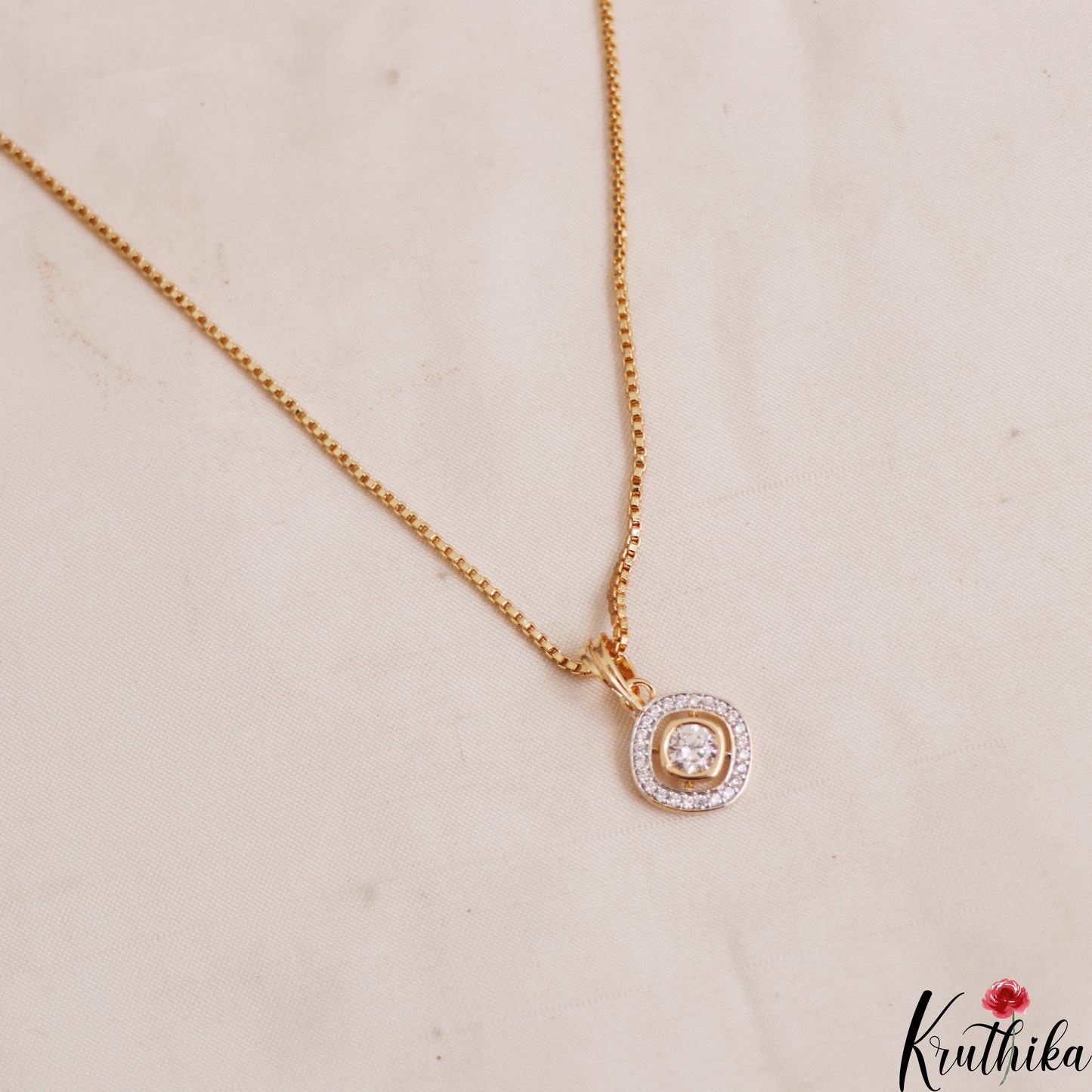 Simple AD Gold-Tone Chain Pendant Set NC2928