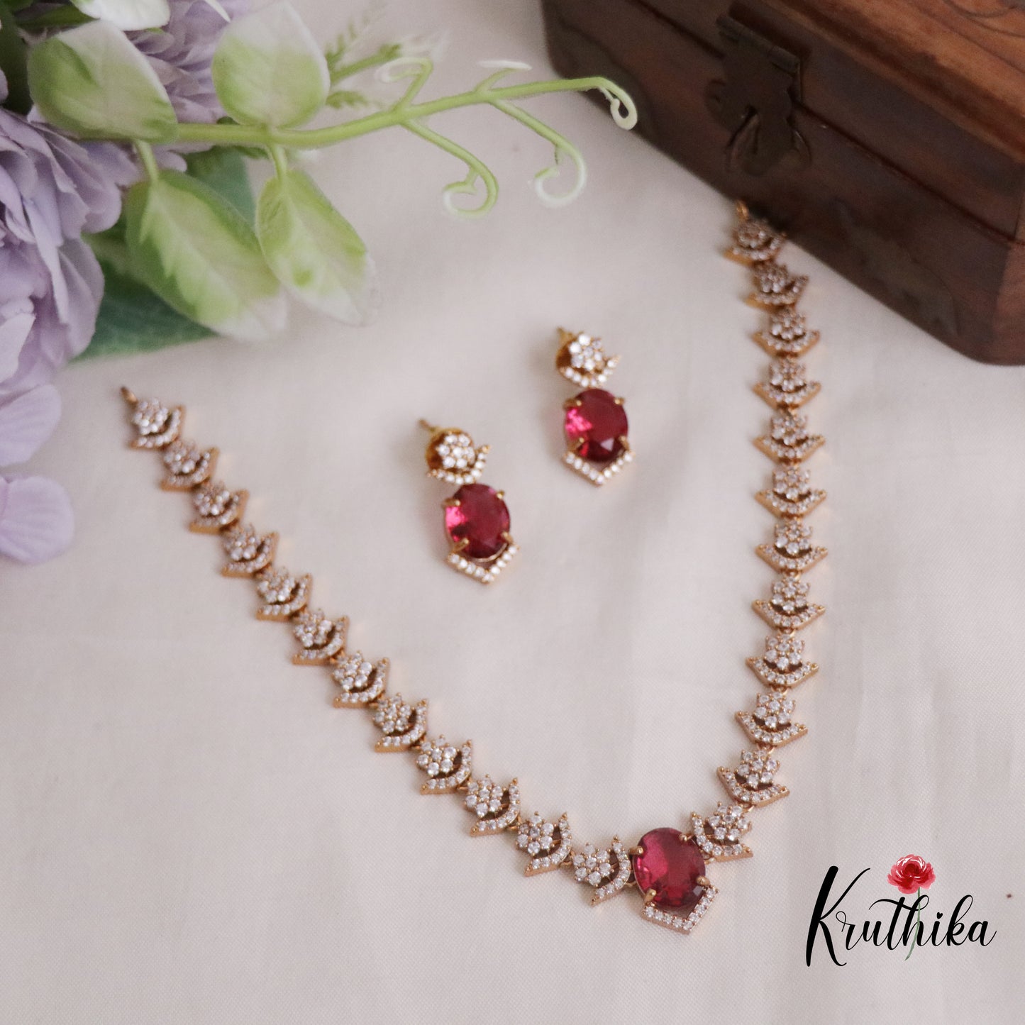 Beautiful CZ Oval Shape Pendant Necklace Sets NC2223 (Available in 3 Colors)