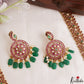 Stunning Peacock Floral Motifs Kemp Haaram With Green Bead Drops LH2189