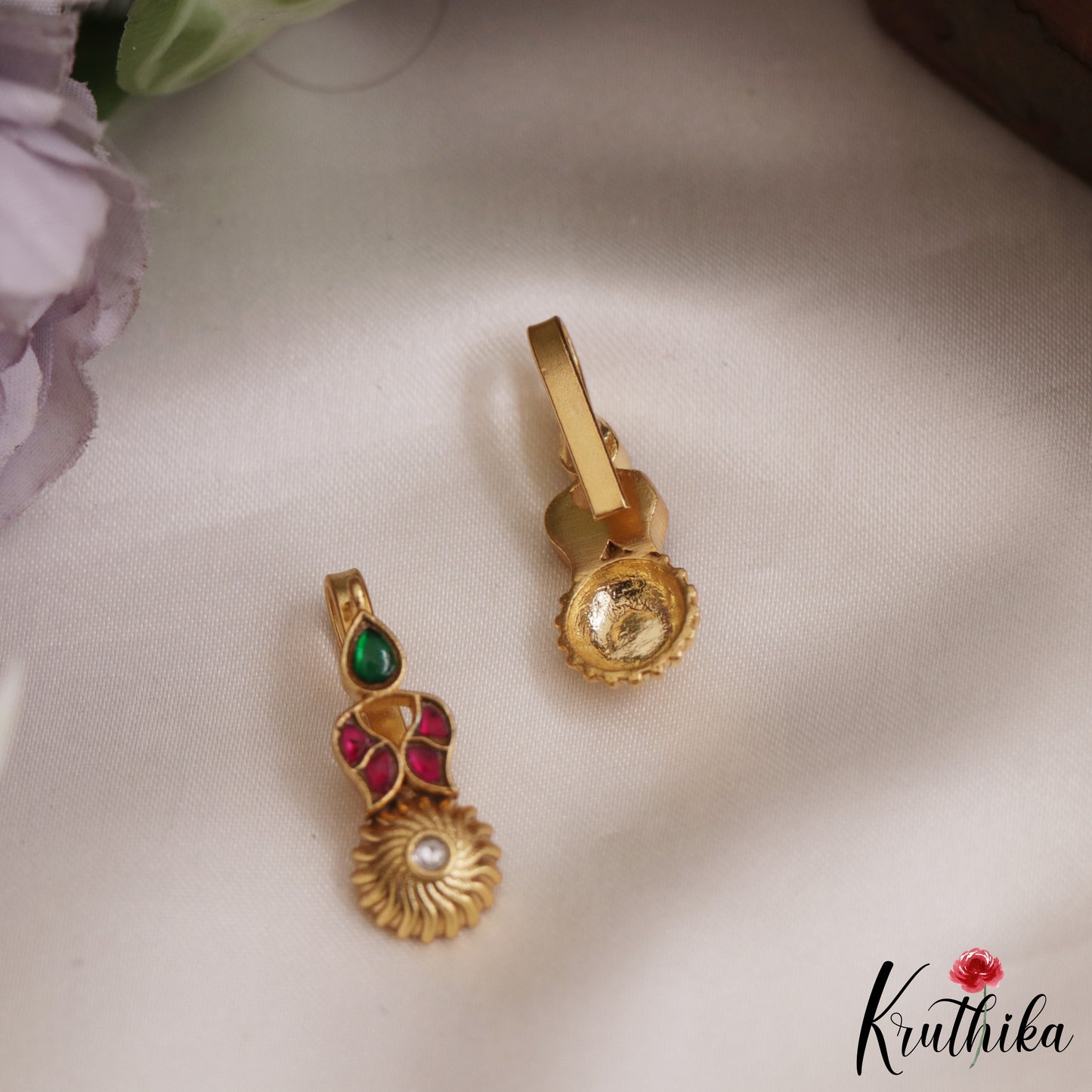 Simple Kemp Teardrop Floral Earcuffs | Upper Earrings | Bugadi Earrings E864