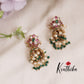 Simple Antique Finish Kemp Floral Jhumkas with Beads Drops E635 (Available in 2 Colors)