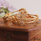 Trendy Antique Floral Lakshmi Motifs Diamond-Finish Gold-Tone CZ Bangles B580