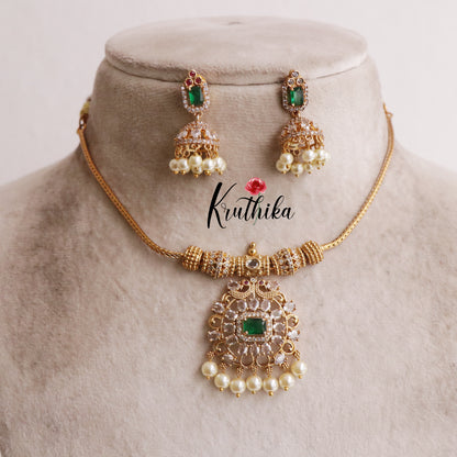 Elegant Bloom Pendant Pearl Drop Necklace NC2120 (Available in 2 Colours)
