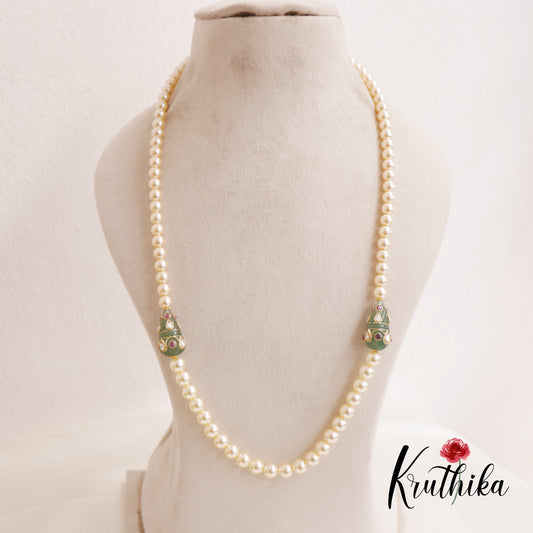 Elegant Pearl Long Necklace with Meenakari Beads LH2027