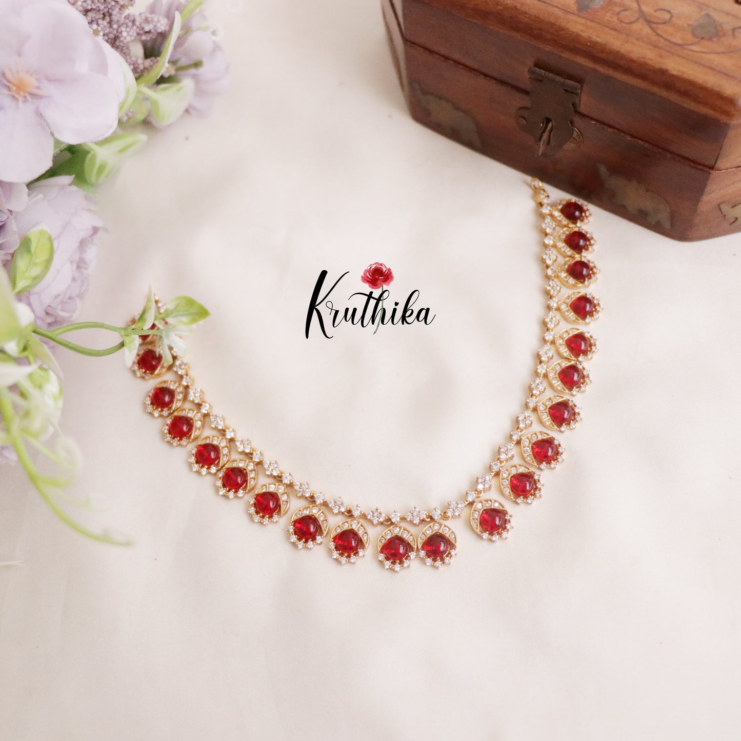 Simple AD Stone Pendant Drops Necklace NC2208 (Available in 3 Colours)