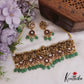 Gorgeous Antique Nagas Lakshmi Peacock Motifs Kemp Choker With Bead Drops NC2709 (Available In 2 Colors)