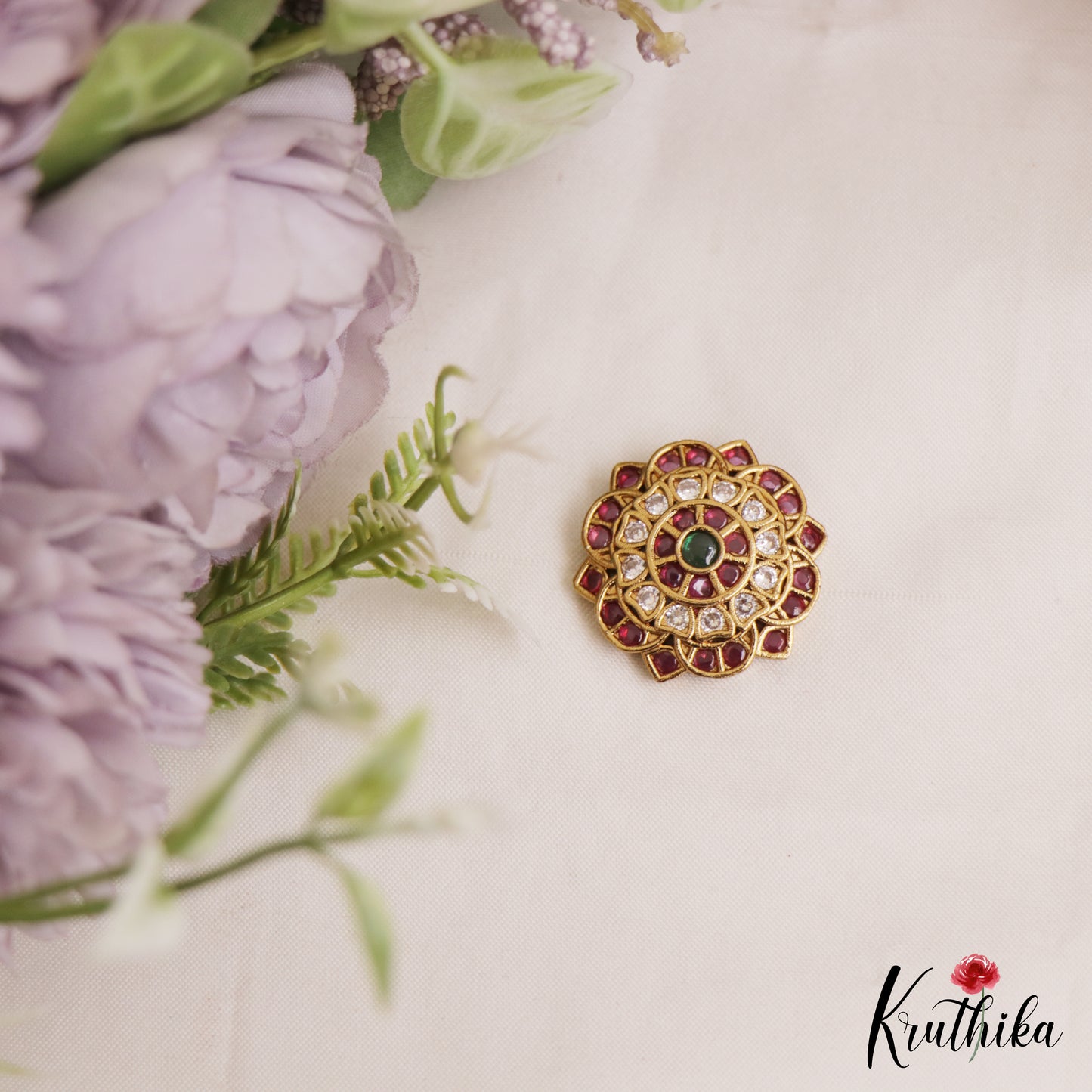 Trendy Floral Motifs Gold-Tone Chandra Surya Kemp Hair Ornaments J388