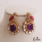 Gorgeous Parrot Motif Polki Victorian Stud Earrings E1099 (Available In 5 Colors)