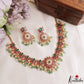 Gorgeous Floral Motifs Jadau Necklace With Green Bead Drops NC3218 (Available In 3 Colors)