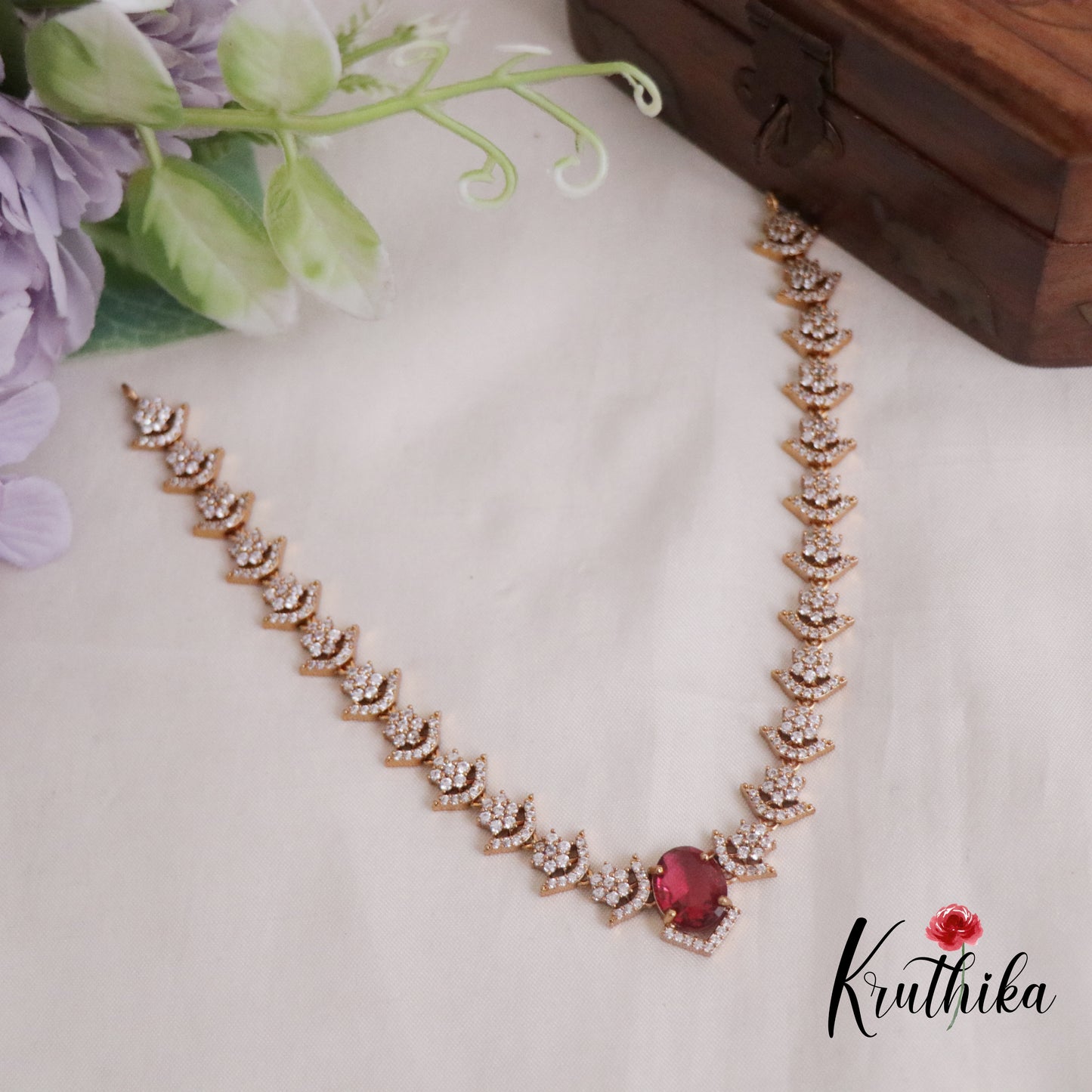 Beautiful CZ Oval Shape Pendant Necklace Sets NC2223 (Available in 3 Colors)