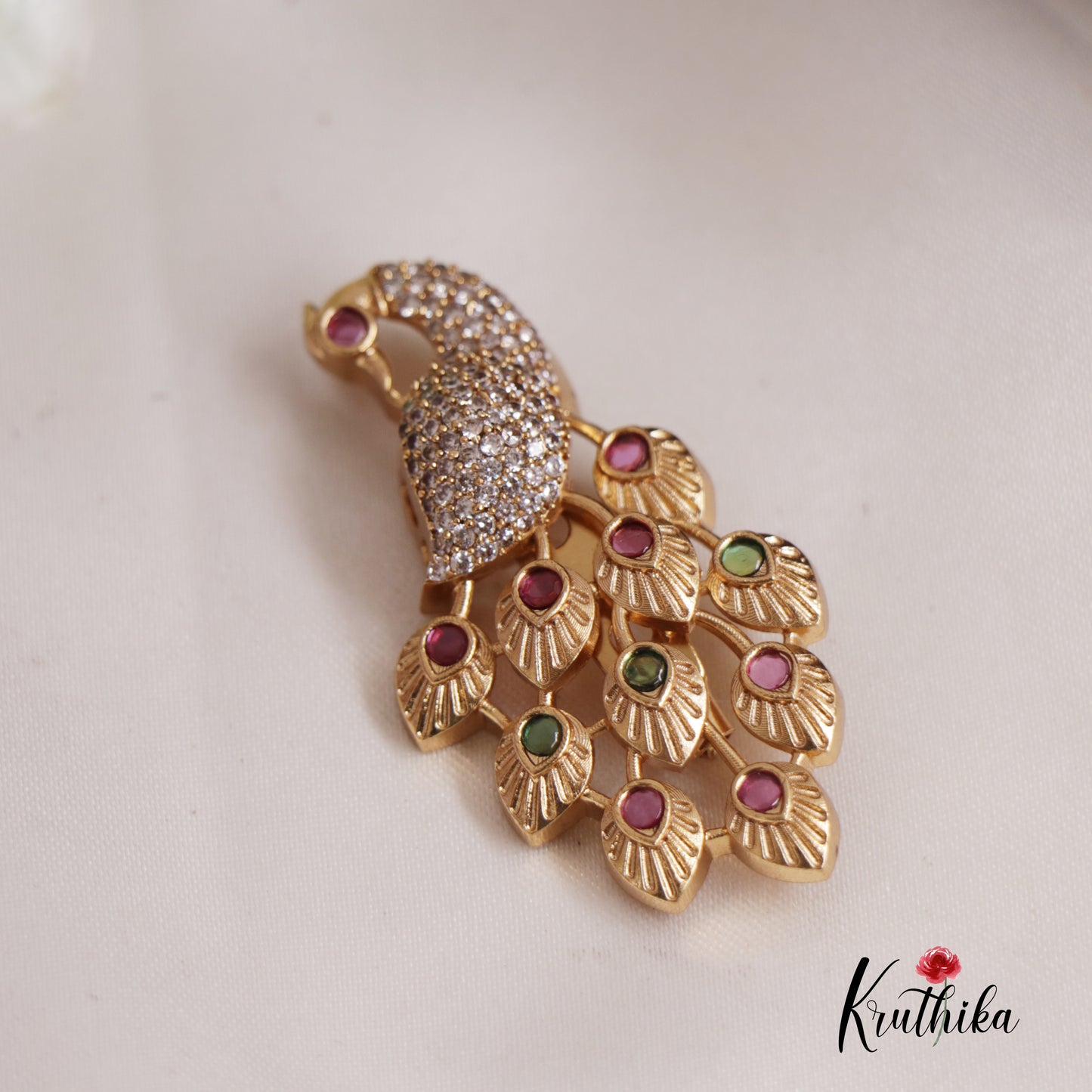 Gorgeous CZ Peacock Saree Pin SP23