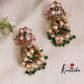 Simple Antique Finish Kemp Floral Jhumkas with Beads Drops E635 (Available in 2 Colors)