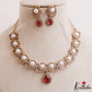 Elegant Pearl Leaf Motifs CZ Victorian Necklace NC3154 (Available In 6 Colors)