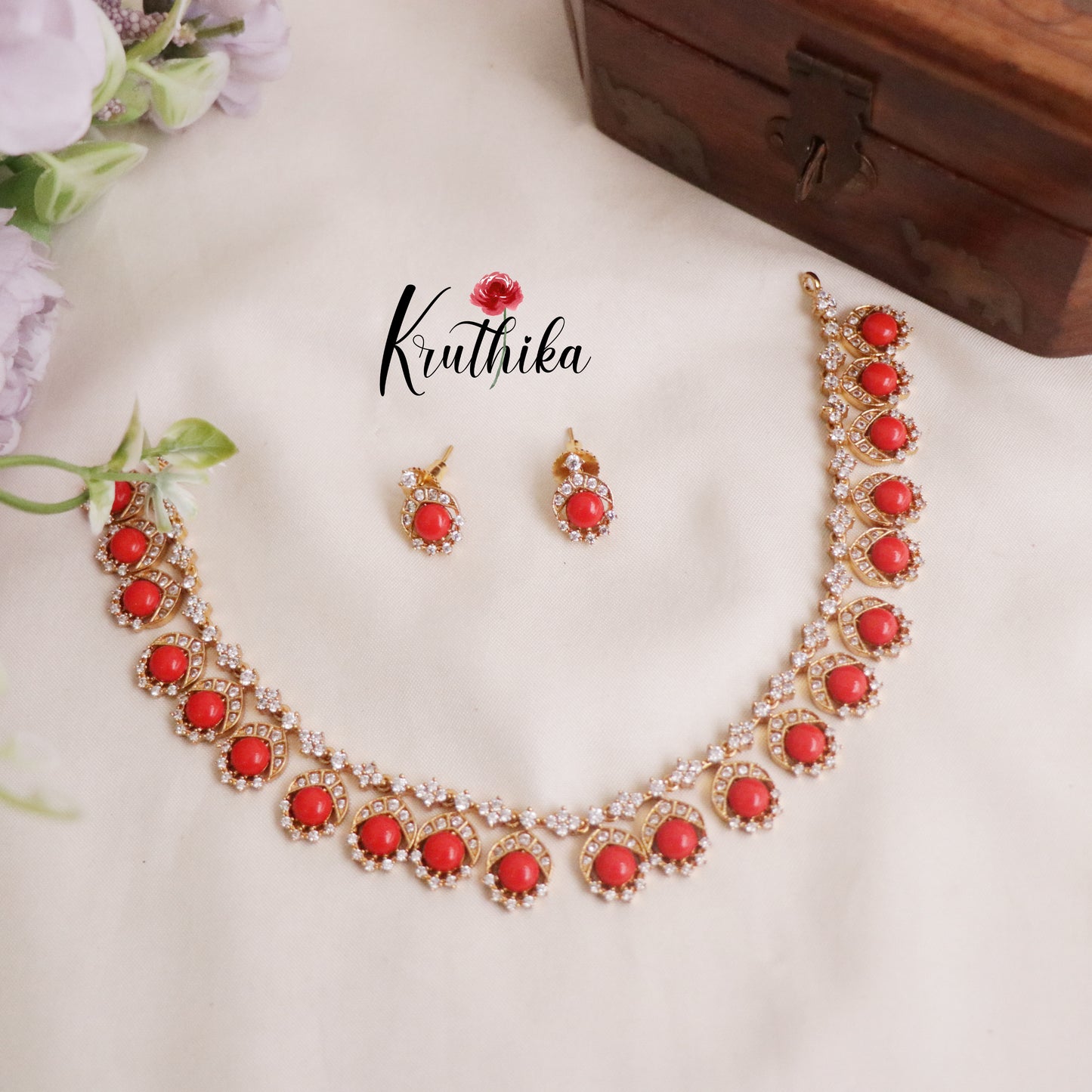 Simple AD Stone Pendant Drops Necklace NC2208 (Available in 3 Colours)