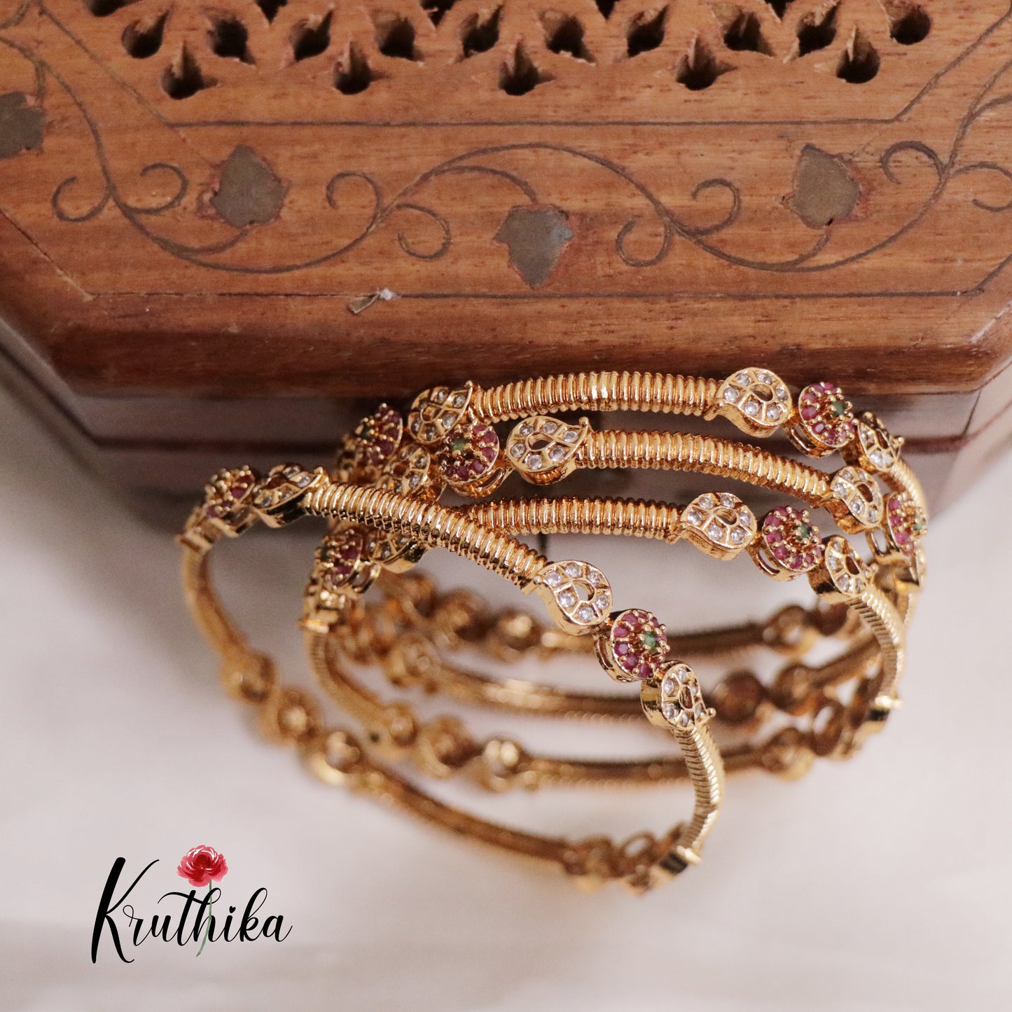 Trendy Kemp Floral Bangles B242 (Set of 4 Bangles)