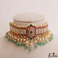 Stunning Floral Geometric Motif Jadau Choker With Pearl Bead Drops NC3009 (Available In 2 Colors)