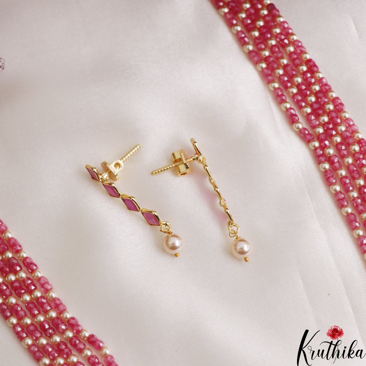 Trendy Teardrop Motifs Multi Layer Pearl Bead Haaram LH2134