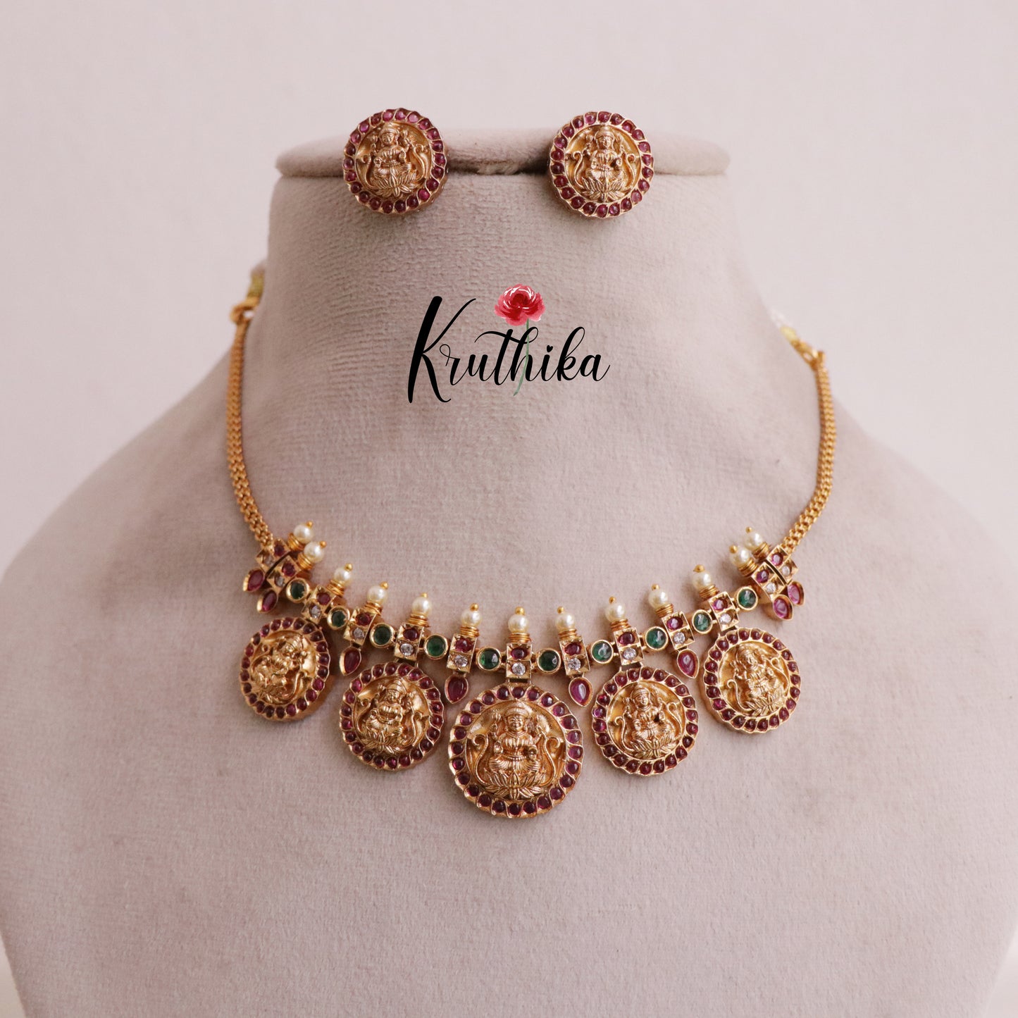 Pretty Lakshmi Coin Necklace NC1894 ( Available in 3 Colours)