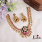 Premium Antique Lotus Jadau Pendant Kasu Necklace with Golden Beads NC2203 (Available in 2 Colours)