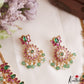 Gorgeous Floral Motifs Jadau Necklace With Green Bead Drops NC3218 (Available In 3 Colors)