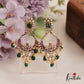 Sparkling Leaf Motifs Chandbali Kemp Earrings With Bead Drops E995 (Available In 2 Colors)