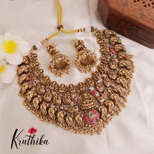 Premium Three Layer Lakshmi peacock Jadau choker NC1956 [ Available in two colours]