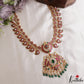 Stunning Mango Floral Motifs Jadau Haaram With Green Bead Drops LH2148