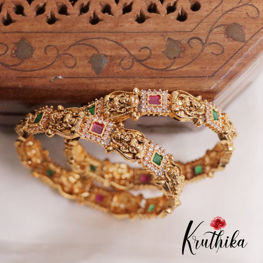 Beautiful AD Lakshmi Victorian Bangles B245 (Set of 2 Bangles)