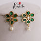 Beautiful Floral Ear Studs Pearl Drop E705 (Available in 5 Colours)