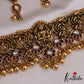Gorgeous Antique Nagas Lakshmi Peacock Motifs Kemp Choker With Bead Drops NC2709 (Available In 2 Colors)