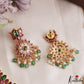 Gorgeous Floral Motifs Jadau Necklace With Green Bead Drops NC3218 (Available In 3 Colors)