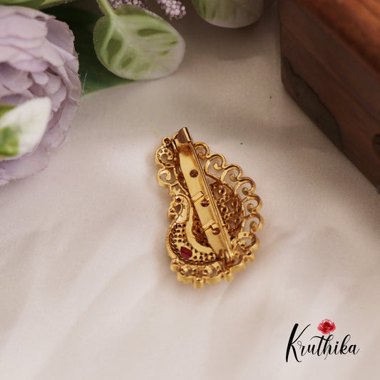 Classic Peacock Motifs Saree Pin SP51
