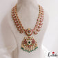 Stunning Mango Floral Motifs Jadau Haaram With Green Bead Drops LH2148