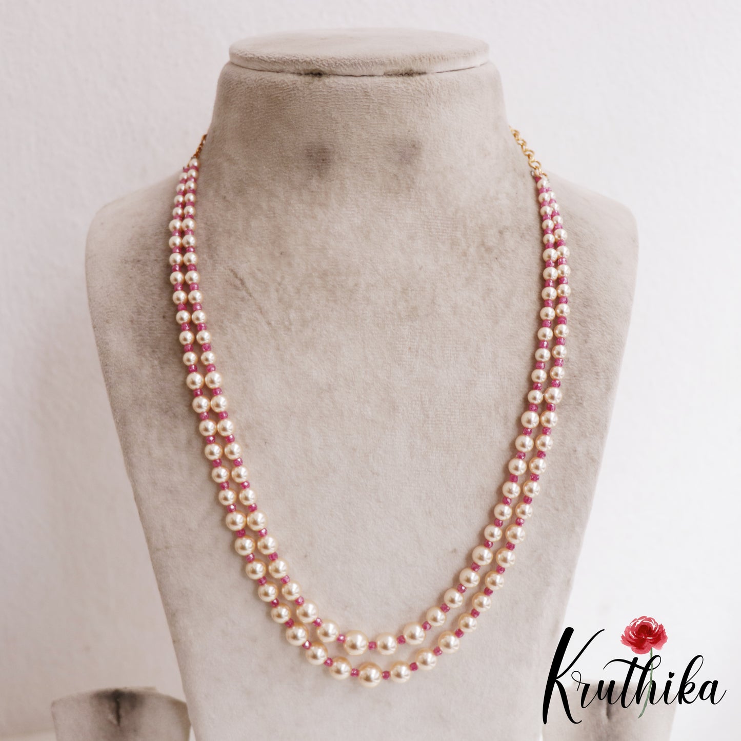 Elegant Double Layered Pearl Bead Mala NC2916 (Available In 2 Colors)