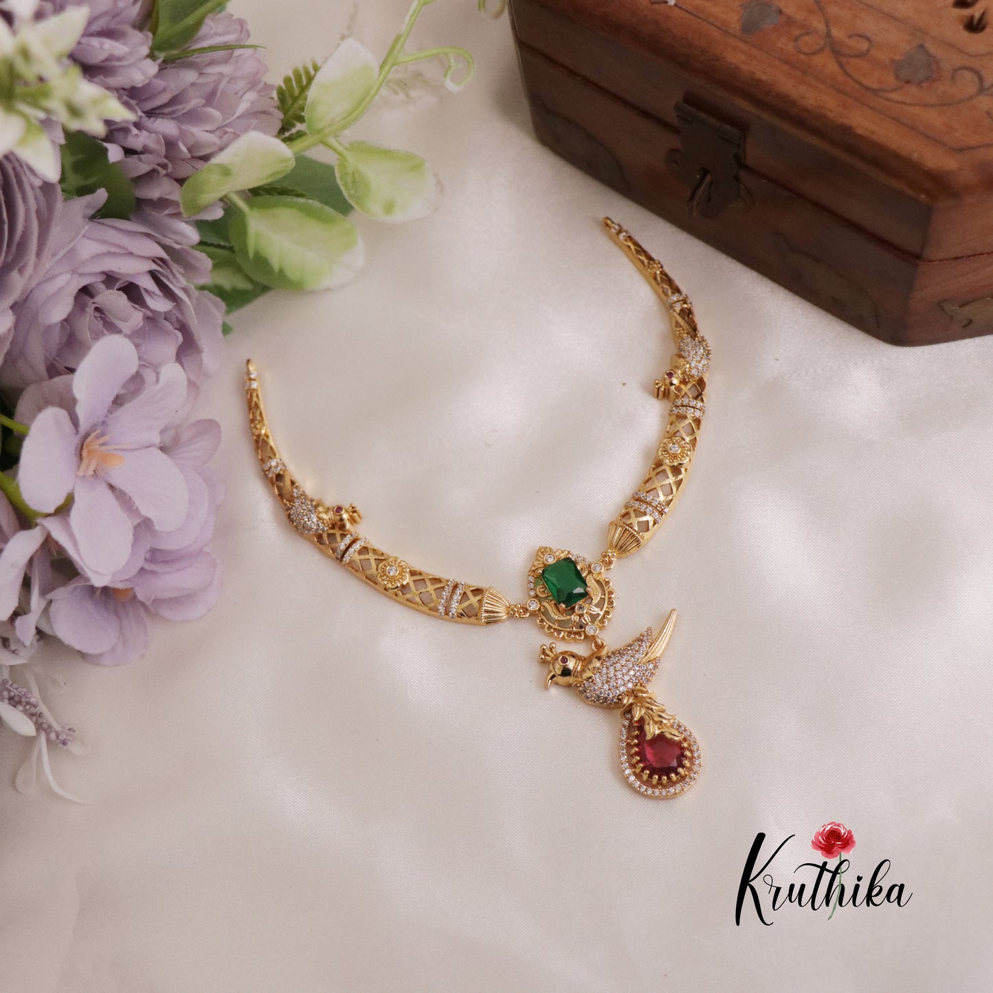 Beautiful CZ Peacock Pendant Hasli Necklace NC2276 (Available in 3 Colors)