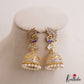 Sparkling Peacock Motifs AD Jhumkas With Pearl Drops E1095 (Available In 3 Colors)