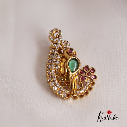 Beautiful Kemp Peacock Saree Pin SP34