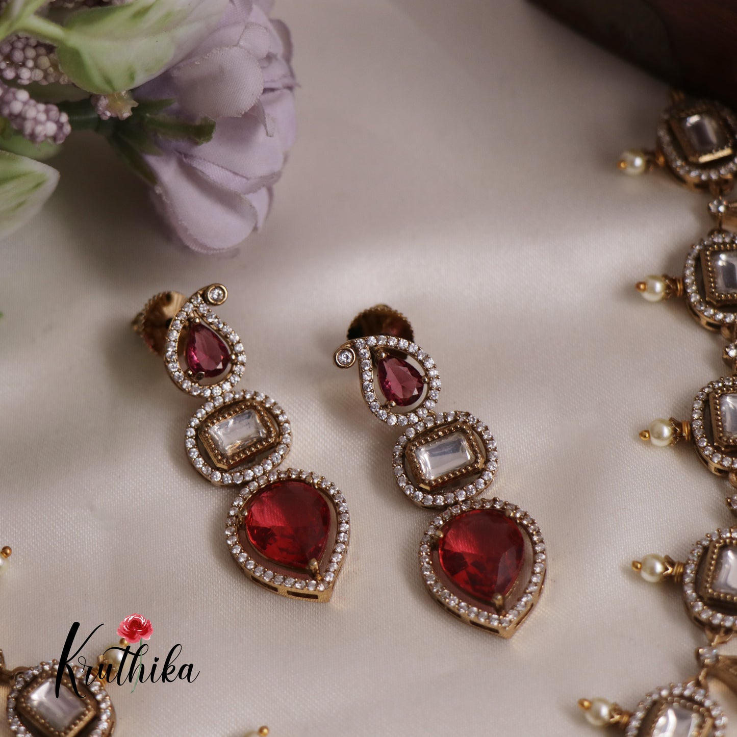 Premium AD Victorian Mango Necklace NC2533 (Available In 2 Colors)