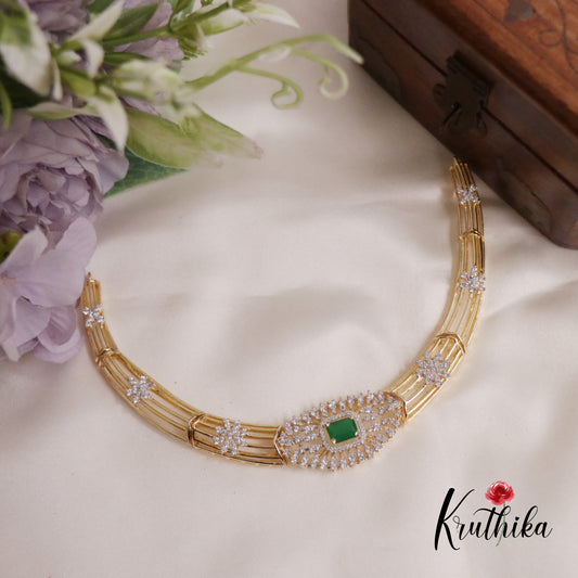 Simple CZ Sparkling Floral Victorian Hasli Necklace NC2253 (Available in 2 Colours)