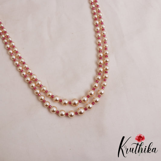 Elegant Double Layered Pearl Bead Mala NC2916 (Available In 2 Colors)