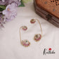 Beautiful Kemp Floral Chandbali Earcuff with Pearl Drop E688