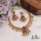 Elegant Antique Floral Motifs Jadau Necklace With Bead Drops NC2695 (Available In 2 Colors)