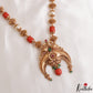 Classic Antique Peacock Motifs Coral Pearl Mala NC3121