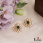 Trendy Pearl Border Floral Motifs AD Stud Earrings E1001
