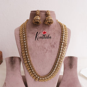 Premium Jadau Lakshmi Coin/Bottu Haaram LH1883 (Available in 4 Colours)
